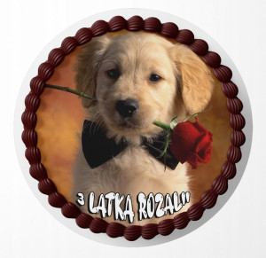 Opłatek Na Tort 24cm - Słodki Piesek Pies + Gratis