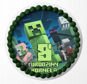 Opłatek Na Tort 24cm - Mine-craft Gra + Gratis!