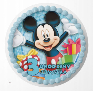 Opłatek Na Tort 25cm - Myszka Mickey Miki + Gratis