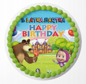 Opłatek Na Tort 25cm - Masha Niedźwiedź + Gratis