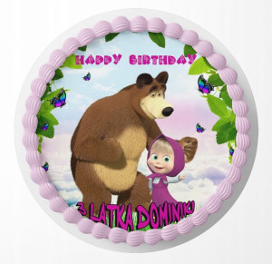 Opłatek Na Tort 25cm - Masha Niedźwiedź + Gratis