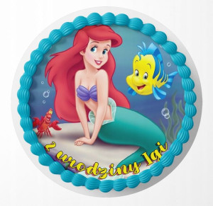 Opłatek Na Tort 25cm - Syrenka Arielka + Gratis