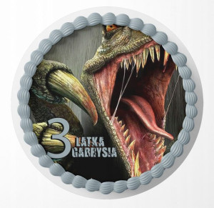 Opłatek Na Tort 25cm - Dinozaur Chłopiec + Gratis