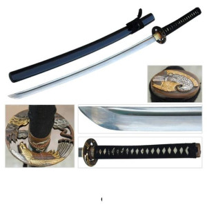 Prof Japoński Miecz Katana Z Orłem Ze Stali Damasceńskiej 1060 Ds020