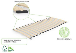  Stelaż wkład do łóżka pod materac 90x180, listwa sprężynująca