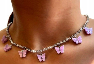 naszyjnik złoty choker motyle motylki celebrytka