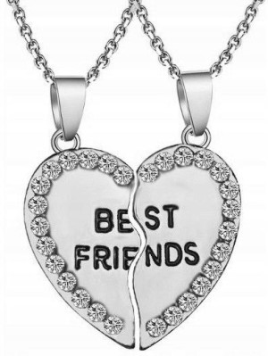 srebrny damski naszyjnik best friends 2w1 serce