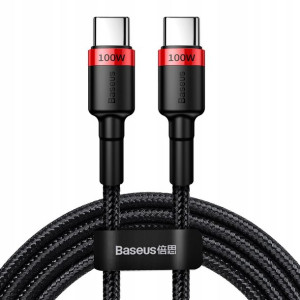 Kabel USB C-USB C 200cm 5A 100W czerwono-czarny