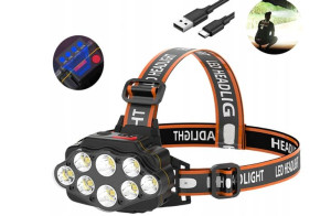 Latarka Czołowa 8 X Led Lampka Czołówka Akumulator