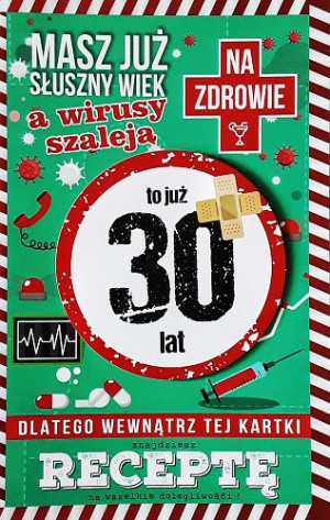 Kartka na 30 urodziny z receptą zabawna JCX 2