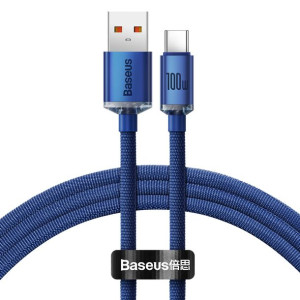 Baseus Kabel bezbarwny Shine USB na Typ C 100W 6A 1,2 metra CAJY000403 nieb