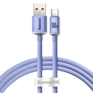 Baseus Kabel bezbarwny Shine USB na Typ C 100W 6A 1,2 metra CAJY000405 fiol