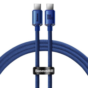 Baseus Kabel bezbarwny Shine Typ C na Typ C 100W 1,2 metra CAJY000603 niebi