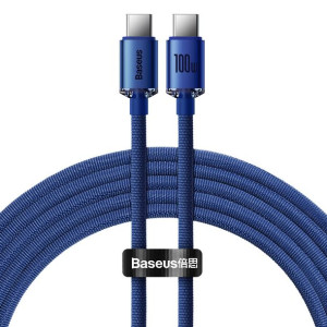 Baseus Kabel bezbarwny Shine Typ C na Typ C 100W 2 metry CAJY000703 niebies