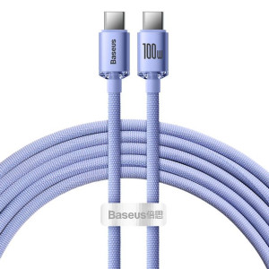 Baseus Kabel bezbarwny Shine Typ C na Typ C 100W 2 metry CAJY000705 fioleto