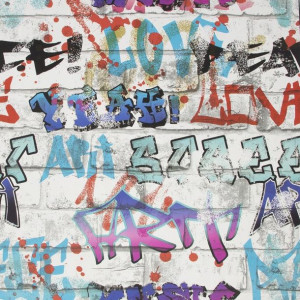 Tapeta Premium Młodzieżowa Cegła Cegły Graffiti