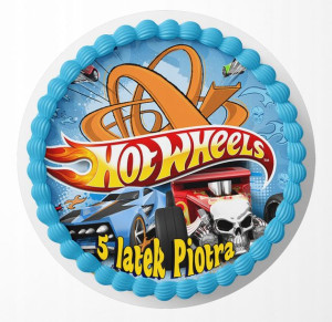 Opłatek Na Tort 27cm - Hot Wheels Wzory + Gratis