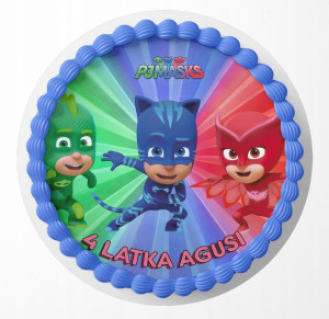 Opłatek Na Tort 28cm - Pidżamersi Pjmasks + Gratis