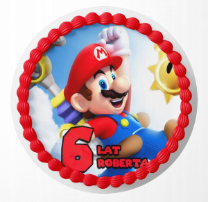 Opłatek Na Tort 28cm - Super Mario Bros + Gratis