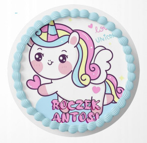 Opłatek Na Tort 30cm - Jednorożec Dla Dziewczynki