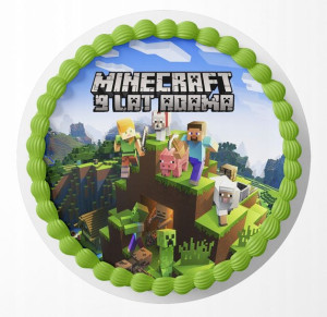 Opłatek Na Tort 30cm - Mine-craft Gra + Gratis!