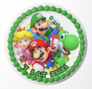 Opłatek Na Tort 29cm - Super Mario Bros + Gratis