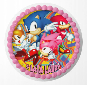 Opłatek Na Tort 16cm - Sonic Gra Wzory + Gratis