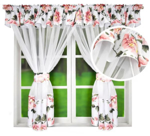 Firana Gotowa Woal Firany Gotowe Do Salonu Kwiaty 400x160