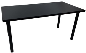 Biurko Office Pro 136x66x3,6 Czarne + Przepust Kablowy Okrągły Z Prawej Str