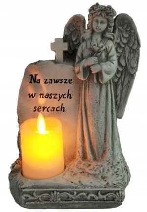 Anioł + Świeczka Gratis Wkład Na Baterie 23,5cm