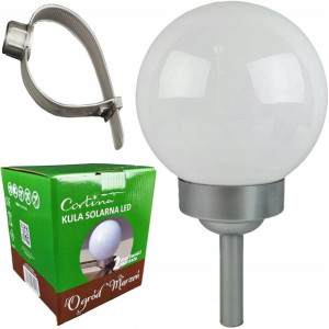 Lampa Ogrodowa Led Solarna Kula Biała 14 Cm 2w1