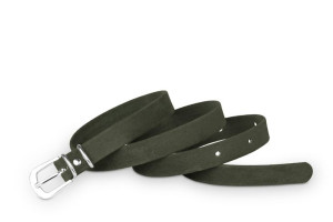 Pasek damski klasyczny khaki welur 1,5 cm