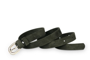 Pasek damski klasyczny khaki welur 2 cm