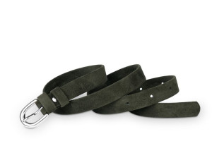 Pasek damski klasyczny khaki welur 2 cm
