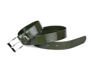 Pasek damski klasyczny khaki lakier 3 cm