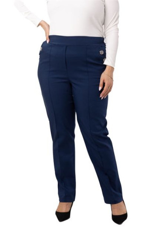 Spodnie EWKA eleganckie guziki granat 50 PLUS SIZE