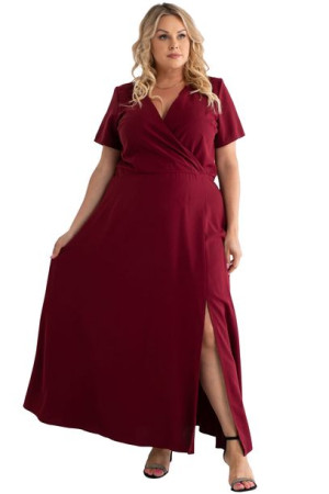 Sukienka  FIOMENA gładka bordo 56 PLUS SIZE