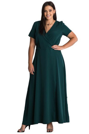 Sukienka FIOMENA butelkowa zieleń 46 PLUS SIZE