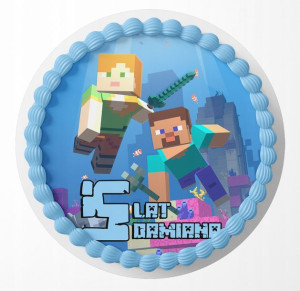 Opłatek Na Tort 20cm - Minecraft Gra + Gratis!