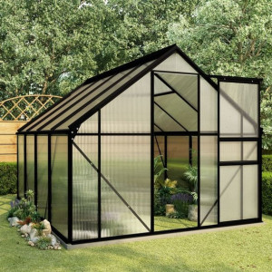 Szklarnia z ramą podstawy, antracytowa, aluminiowa, 4,75 m²