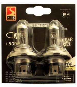 Żarówki H4 Halogenowe Super Biel +50% 12v 55w 2 Sz