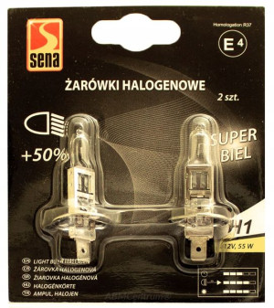 Żarówki H1 Halogenowe Super Biel +50% 12v 55w 2 Sz