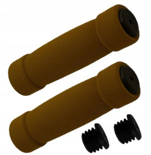 2x Chwyty Rowerowe Gripy Rączki Pianka 130 Mm Brąz