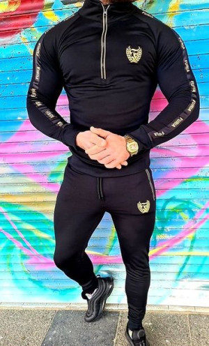 Dres czarny męski nowe logo taśma FURIA rozm.M