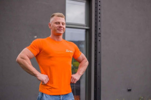 Koszulka slim fit pomarańczowa męska Furia rozm.L
