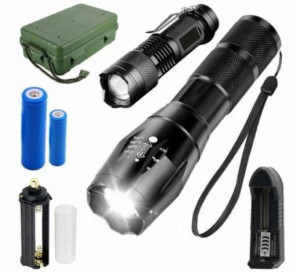 Latarka 2szt led cree Xm-l T6 Q5 zoom  AKU + WALIZKA