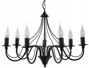 Minerwa Czarny Żyrandol Klasyczna Lampa Wisząca Le