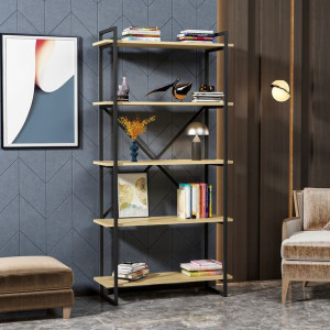 Regał stojący na książki loft dąb/czarny