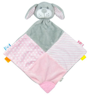 BABY MIX STK-19421 PD Przytulanka z gryzakiem Pies różowy 40840