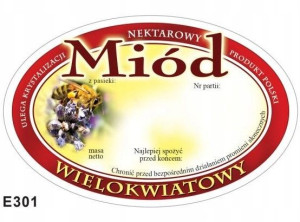 ETYKIETA Wielokwiatowa 100 szt na miód E301
